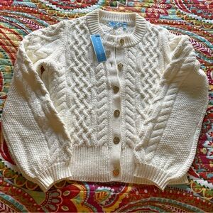 Draper James fluffy ivory sweater cardigan size large NWT